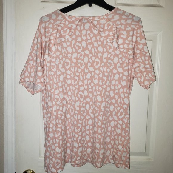 Apt. 9 Pink Leopard Print Short Sleeve Top Size XL - Picture 2 of 3
